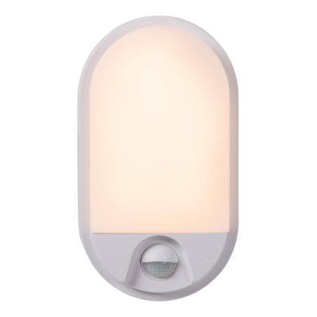 Lucide HUPS IR - Applique murale Intérieur/Extérieur - LED - 1x10W 3000K - IP54- Détecteur De Mouvement & Jour/Nuit - Blanc