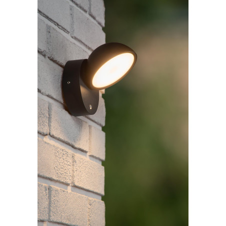 Lucide FINN - Applique murale Intérieur/Extérieur - LED - 1x12W 3000K - IP54 - Détecteur Jour/Nuit - Noir