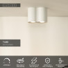 Lucide TUBE - Spot plafond - 2xGU10 (MR16) - Blanc - L 17,7 x P 9,5 x H 12,5 cm