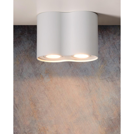 Lucide TUBE - Spot plafond - 2xGU10 (MR16) - Blanc - L 17,7 x P 9,5 x H 12,5 cm