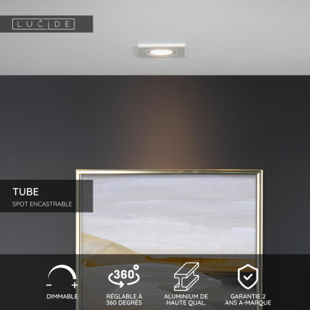 Lucide TUBE - Spot encastrable - 1xGU10 (MR16) - Blanc