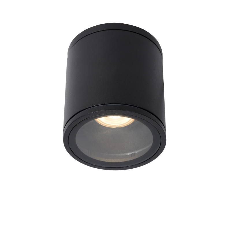 Lucide AVEN - Spot plafond Salle de bains - Ø 9 cm - 1xGU10 (MR16) - IP65 - Noir