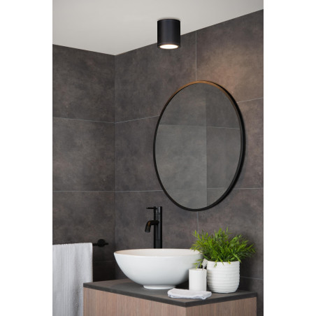 Lucide AVEN - Spot plafond Salle de bains - Ø 9 cm - 1xGU10 (MR16) - IP65 - Noir