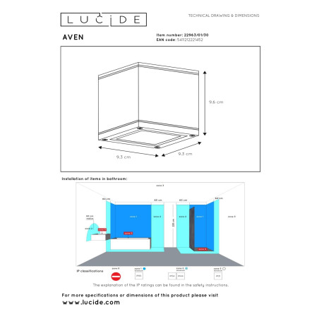 Lucide AVEN - Spot plafond Salle de bains - 1xGU10 (MR16) - IP65 - Noir