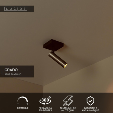Lucide GRADO - Spot plafond - 1xGU10 (MR11) - Fer gris