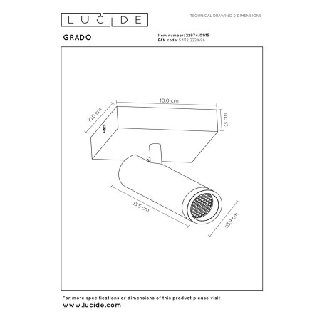 Lucide GRADO - Spot plafond - 1xGU10 (MR11) - Fer gris