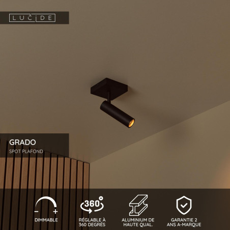 Lucide GRADO - Spot plafond - 1xGU10 (MR11) - Noir