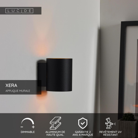 Lucide XERA - Applique murale - Ø 8 cm - 1xG9 - Noir