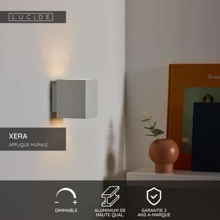 Lucide XERA - Applique murale - 1xG9 - Blanc - L 8,2 x P 10 x H 10 cm