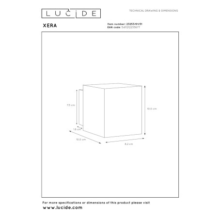 Lucide XERA - Applique murale - 1xG9 - Blanc - L 8,2 x P 10 x H 10 cm