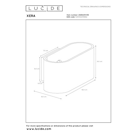Lucide XERA - Applique murale - 1xG9 - Noir - L 16 x P 8 x H 8 cm