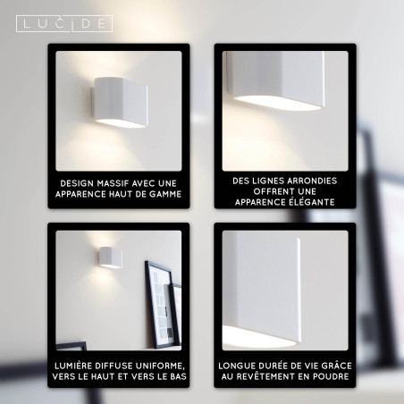 Lucide XERA - Applique murale - 1xG9 - Blanc - L 8 x P 16 x H 8 cm