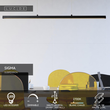 Lucide SIGMA - Suspension - LED Dim. - 1x30W 2700K - Noir