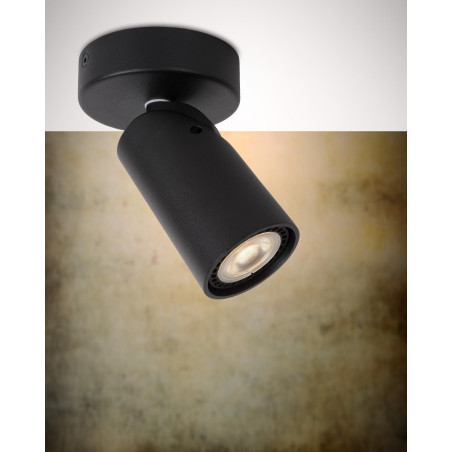 Lucide XYRUS - Spot plafond - Ø 9 cm - LED Dim to warm - GU10 (MR16) - 1x5W 2200K/3000K - Noir