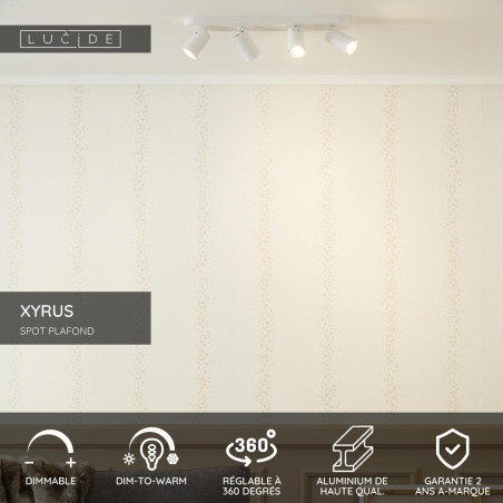 Lucide XYRUS - Spot plafond - LED Dim to warm - GU10 (MR16) - 4x5W 2200K/3000K - Blanc