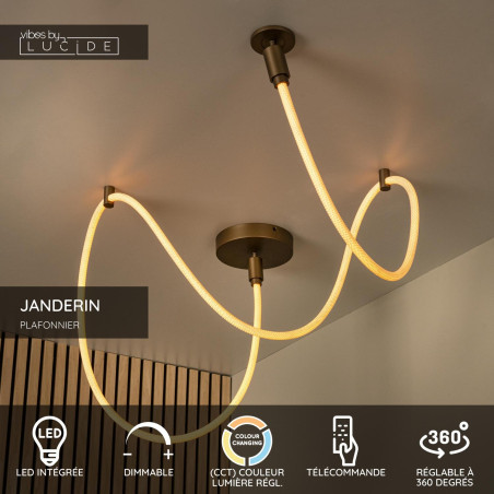 Lucide JANDERIN - Plafonnier - LED Dim. - CCT - 1x36W 2200K/3300K - Champagne Couleur - Vibes