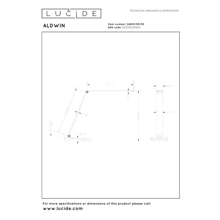 Lucide ALDWIN - Lampe de bureau - LED Dim. - CCT - 1x8W 2800K/6500K - Noir