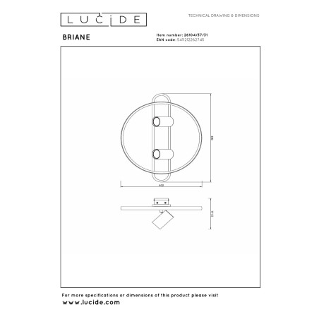 Lucide BRIANE - Plafonnier - Ø 40,2 cm - LED - 1x28W 3000K - Blanc