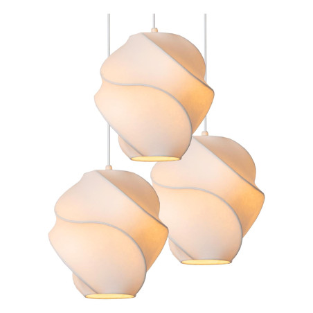 Lucide LA VAGUE - Suspension - Ø 51 cm - 3xE27 - Blanc - Essential