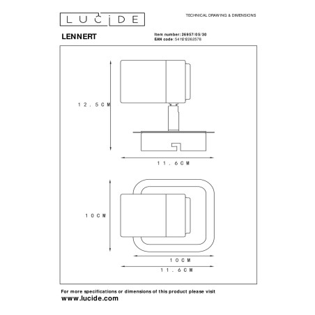 Lucide LENNERT - Spot plafond - LED Dim. - GU10 (MR16) - 1x5W 3000K - Noir
