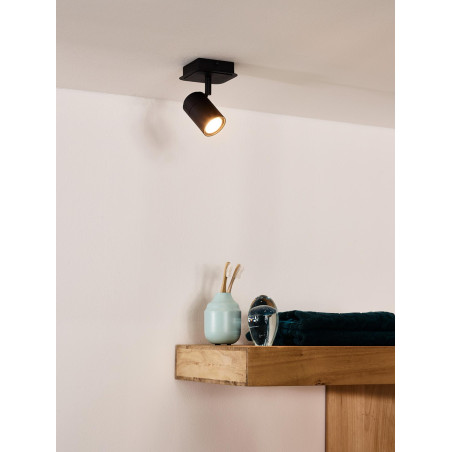 Lucide LENNERT - Spot plafond Salle de bains - LED Dim. - GU10 (MR16) - 1x5W 3000K - IP44 - Noir