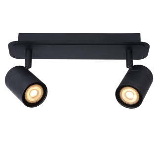 Lucide LENNERT - Spot plafond Salle de bains - LED Dim. - GU10 (MR16) - 2x5W 3000K - IP44 - Noir
