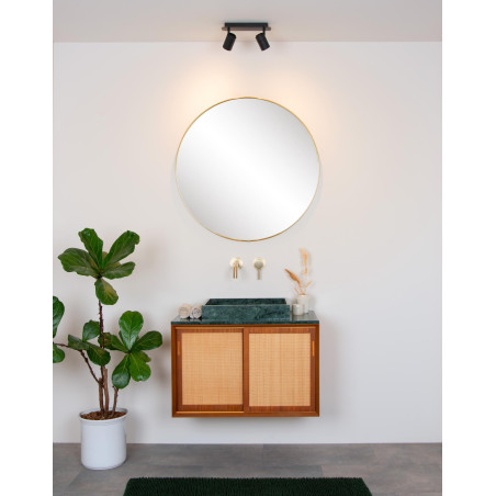 Lucide LENNERT - Spot plafond Salle de bains - LED Dim. - GU10 (MR16) - 2x5W 3000K - IP44 - Noir