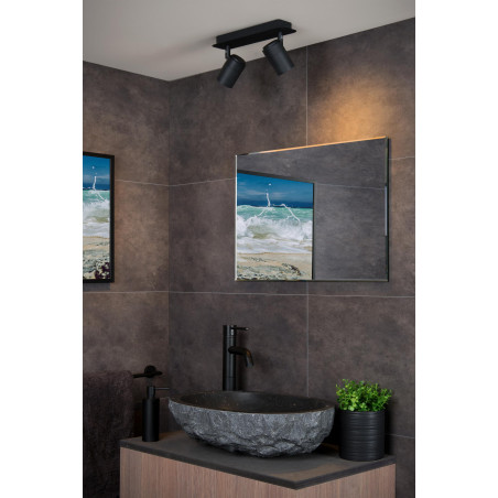 Lucide LENNERT - Spot plafond Salle de bains - LED Dim. - GU10 (MR16) - 2x5W 3000K - IP44 - Noir