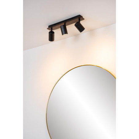 Lucide LENNERT - Spot plafond Salle de bains - LED Dim. - GU10 (MR16) - 3x5W 3000K - IP44 - Noir