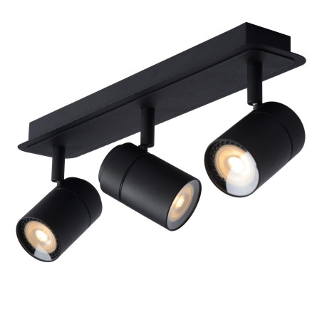 Lucide LENNERT - Spot plafond Salle de bains - LED Dim. - GU10 (MR16) - 3x5W 3000K - IP44 - Noir