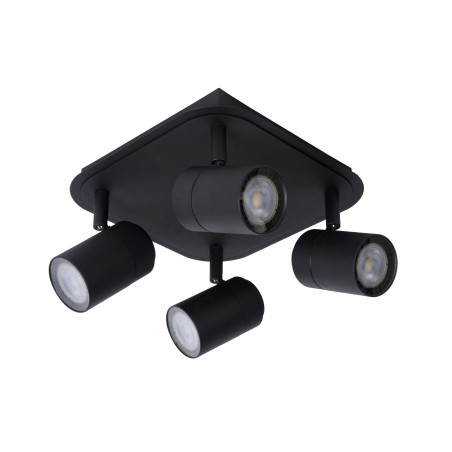 Lucide LENNERT - Spot plafond Salle de bains - LED Dim. - GU10 (MR16) - 4x5W 3000K - IP44 - Noir