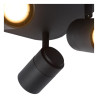 Lucide LENNERT - Spot plafond Salle de bains - LED Dim. - GU10 (MR16) - 4x5W 3000K - IP44 - Noir