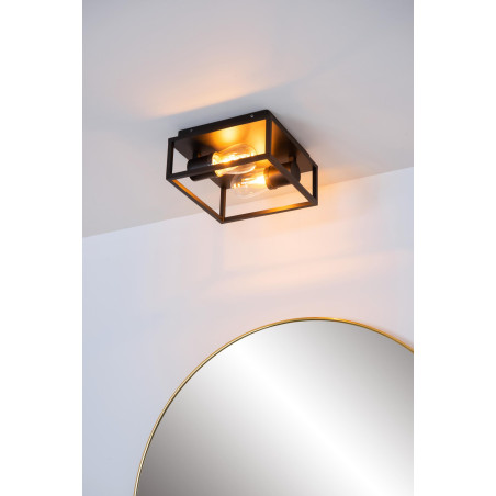 Lucide CARLYN - Plafonnier Salle de bains - 2xE14 - IP54 - Noir