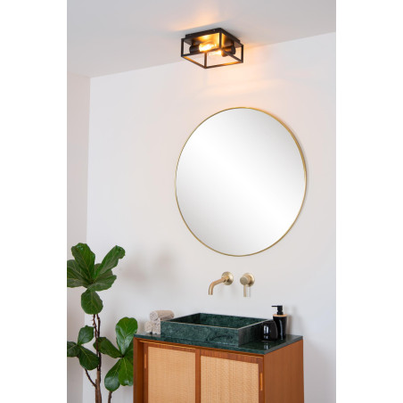 Lucide CARLYN - Plafonnier Salle de bains - 2xE14 - IP54 - Noir