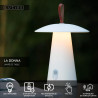 Lucide LA DONNA - Lampe de table Rechargeable Intérieur/Extérieur - Batterie/Piles - Ø 19,7 cm - LED 3 StepDim - 1x2W 2700K -