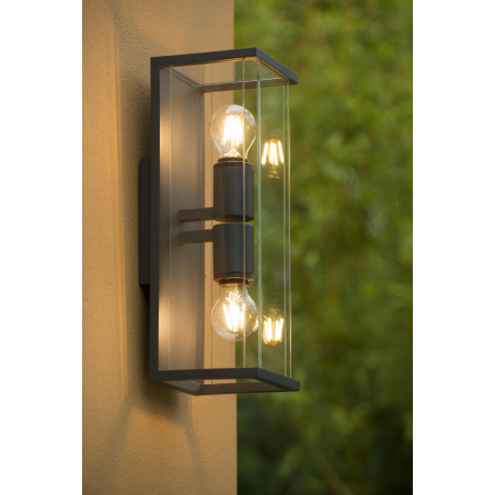 Lucide CLAIRE - Applique murale Intérieur/Extérieur - 2xE27 - IP54 - Anthracite