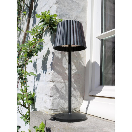 Lucide JUSTINE - Lampe de table Rechargeable Intérieur/Extérieur - Batterie/Piles - LED - L 13,5 x P 13,5 x H 38 cm - Noir