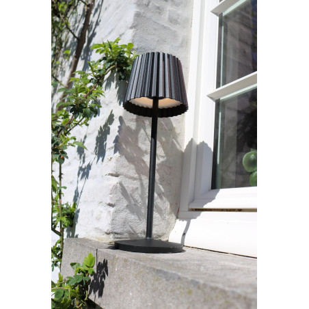 Lucide JUSTINE - Lampe de table Rechargeable Intérieur/Extérieur - Batterie/Piles - LED - L 13,5 x P 13,5 x H 38 cm - Noir