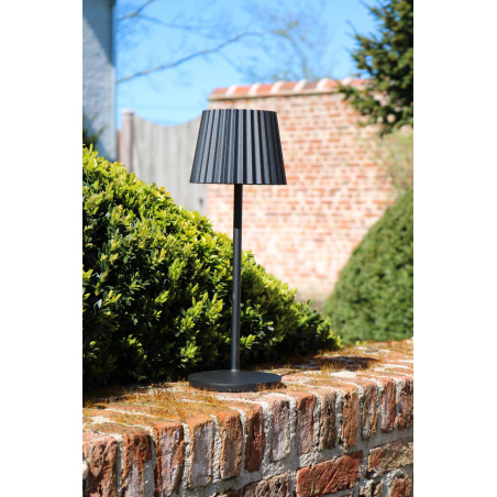 Lucide JUSTINE - Lampe de table Rechargeable Intérieur/Extérieur - Batterie/Piles - LED - L 13,5 x P 13,5 x H 38 cm - Noir