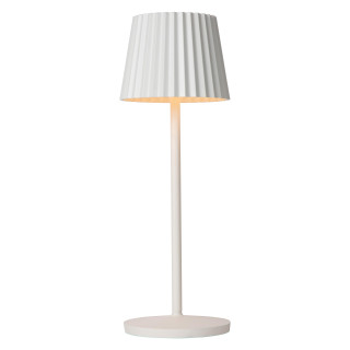 Lucide JUSTINE - Lampe de table Rechargeable Intérieur/Extérieur - Batterie/Piles - LED - L 13,5 x P 13,5 x H 38 cm - Blanc