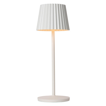 Lucide JUSTINE - Lampe de table Rechargeable Intérieur/Extérieur - Batterie/Piles - LED - L 13,5 x P 13,5 x H 38 cm - Blanc