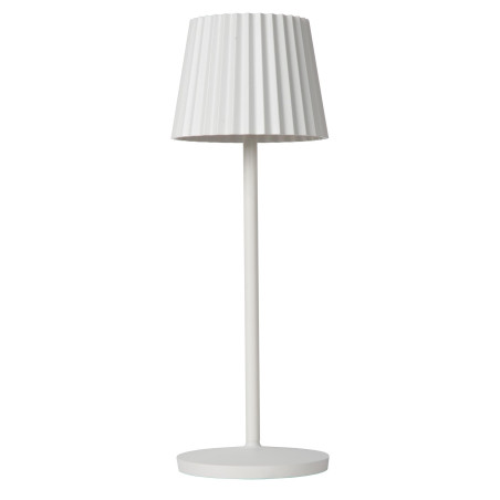 Lucide JUSTINE - Lampe de table Rechargeable Intérieur/Extérieur - Batterie/Piles - LED - L 13,5 x P 13,5 x H 38 cm - Blanc