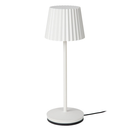 Lucide JUSTINE - Lampe de table Rechargeable Intérieur/Extérieur - Batterie/Piles - LED - L 13,5 x P 13,5 x H 38 cm - Blanc