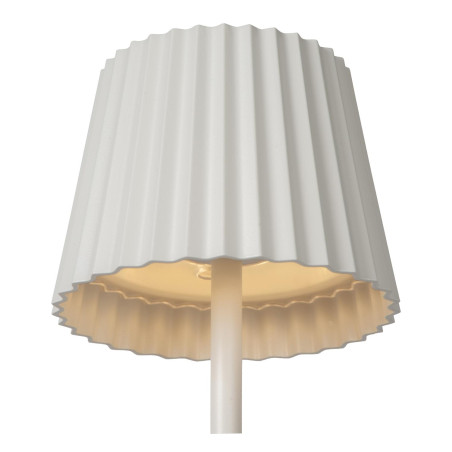Lucide JUSTINE - Lampe de table Rechargeable Intérieur/Extérieur - Batterie/Piles - LED - L 13,5 x P 13,5 x H 38 cm - Blanc