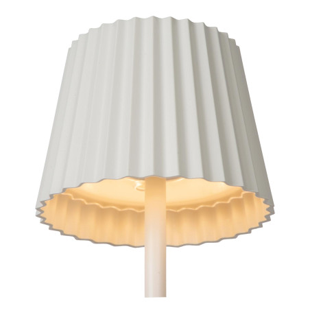 Lucide JUSTINE - Lampe de table Rechargeable Intérieur/Extérieur - Batterie/Piles - LED - L 13,5 x P 13,5 x H 38 cm - Blanc