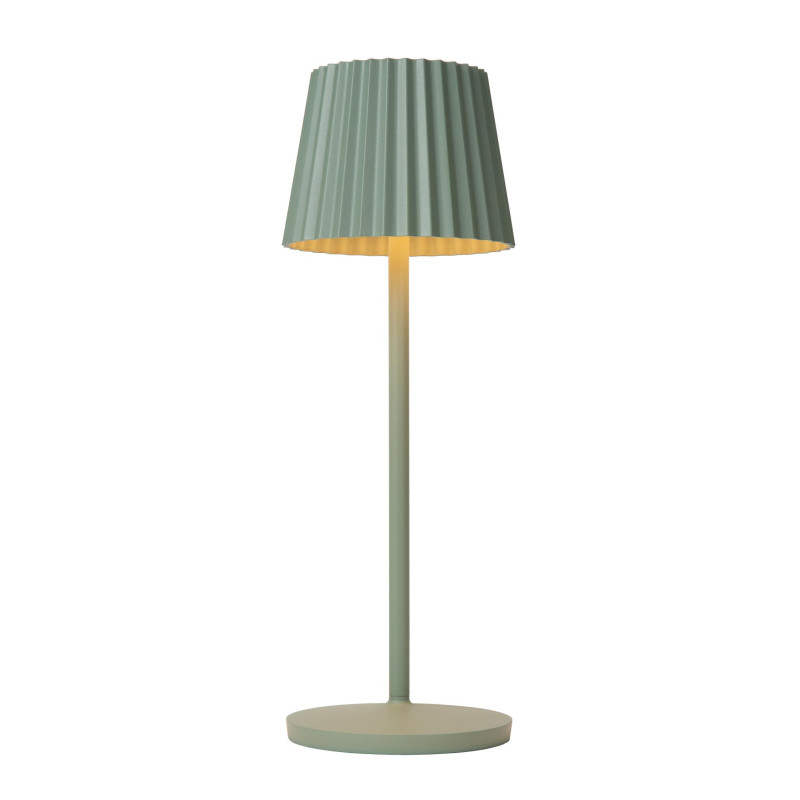 Lucide JUSTINE - Lampe de table Rechargeable Intérieur/Extérieur - Batterie/Piles - LED - L 13,5 x P 13,5 x H 38 cm - Vert