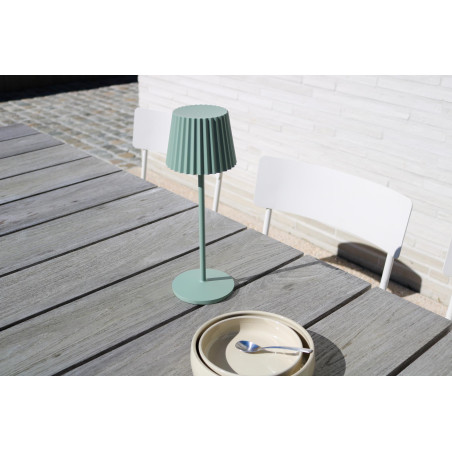 Lucide JUSTINE - Lampe de table Rechargeable Intérieur/Extérieur - Batterie/Piles - LED - L 13,5 x P 13,5 x H 38 cm - Vert