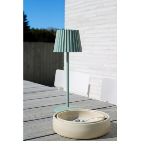 Lucide JUSTINE - Lampe de table Rechargeable Intérieur/Extérieur - Batterie/Piles - LED - L 13,5 x P 13,5 x H 38 cm - Vert
