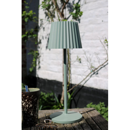 Lucide JUSTINE - Lampe de table Rechargeable Intérieur/Extérieur - Batterie/Piles - LED - L 13,5 x P 13,5 x H 38 cm - Vert