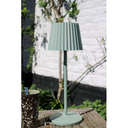 Lucide JUSTINE - Lampe de table Rechargeable Intérieur/Extérieur - Batterie/Piles - LED - L 13,5 x P 13,5 x H 38 cm - Vert